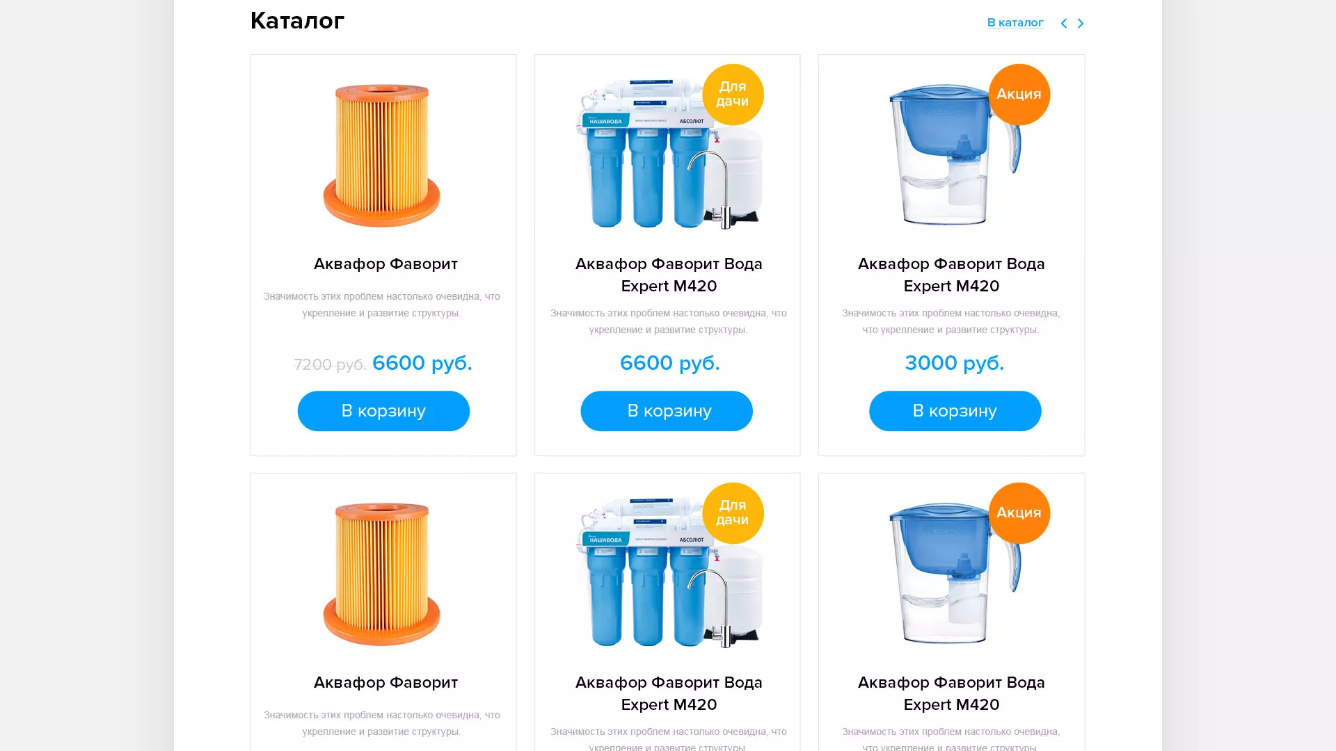 Создание интернет-магазина «Водолей» по продаже фильтров очистных сооружений в Щиграх